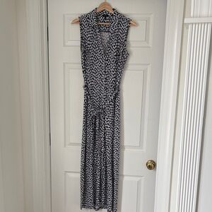 Talbots Black and White Sleeveless Midi Dress